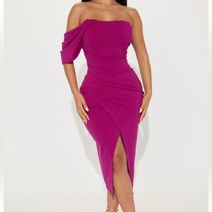 Fashion Nova Midi Dress Magenta Pink Size Small